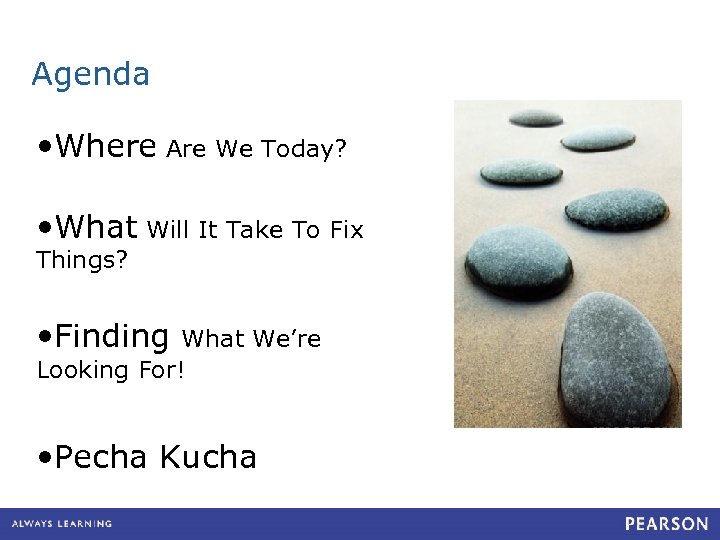 Agenda • Where Are We Today? • What Will It Take To Fix Things?
