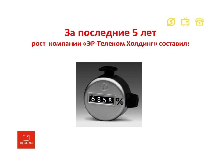 За последние 5 лет рост компании «ЭР-Телеком Холдинг» составил: 