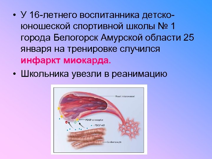  • У 16 -летнего воспитанника детскоюношеской спортивной школы № 1 города Белогорск Амурской