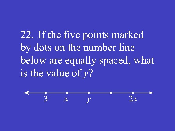 22. If the five points marked by dots on the number line below are