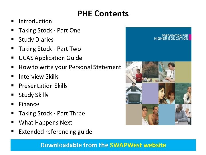 § § § § PHE Contents Introduction Taking Stock - Part One Study Diaries