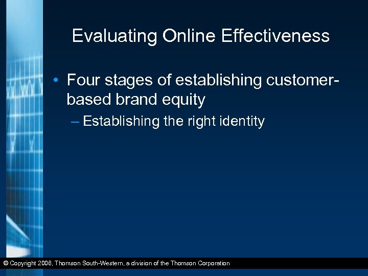 Evaluating Online Effectiveness • Four stages of establishing customerbased brand equity – Establishing the