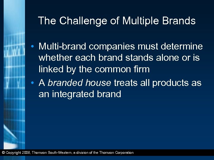 The Challenge of Multiple Brands • Multi-brand companies must determine whether each brand stands