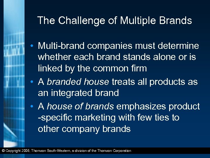The Challenge of Multiple Brands • Multi-brand companies must determine whether each brand stands