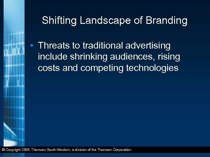 Shifting Landscape of Branding • Threats to traditional advertising include shrinking audiences, rising costs