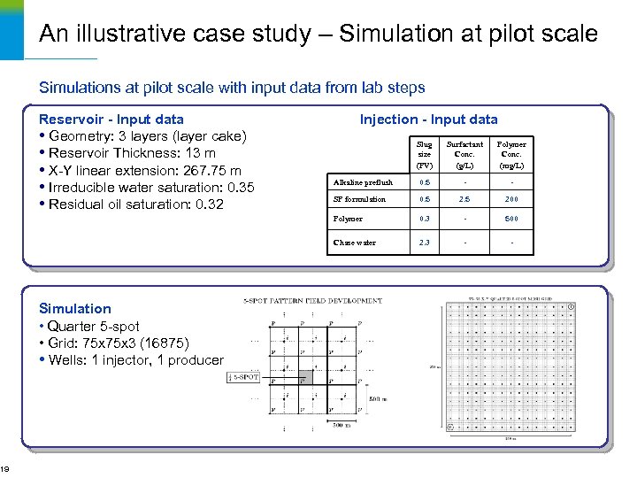 19 An illustrative case study – Simulation at pilot scale Simulations at pilot scale