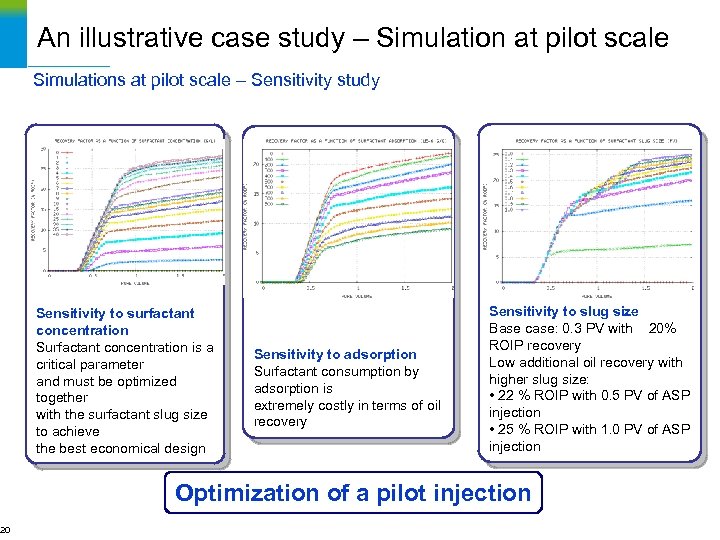 20 An illustrative case study – Simulation at pilot scale Simulations at pilot scale