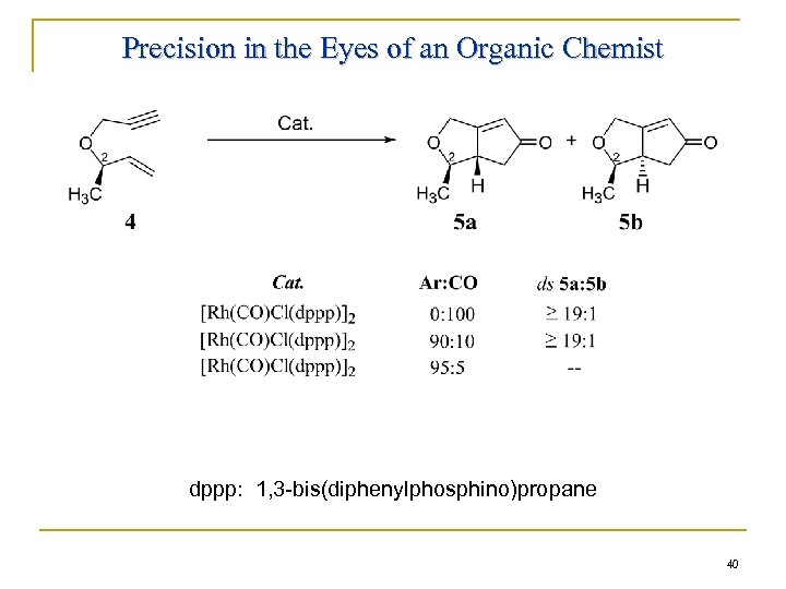 Precision in the Eyes of an Organic Chemist dppp: 1, 3 -bis(diphenylphosphino)propane 40 