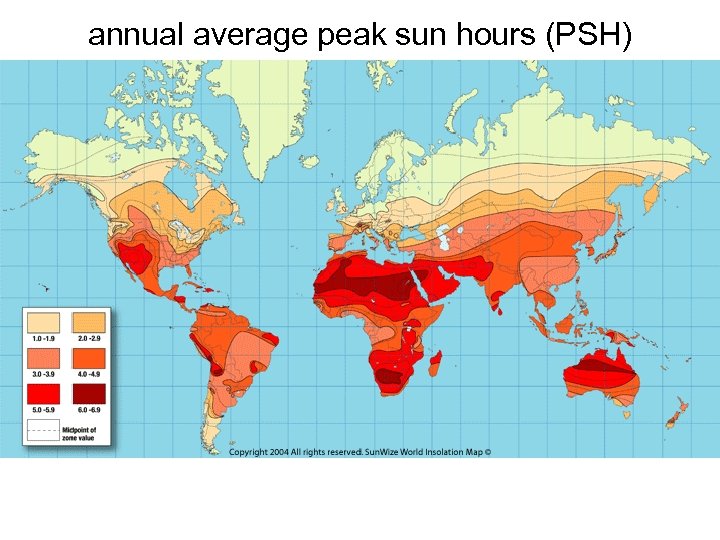 annual average peak sun hours (PSH) 