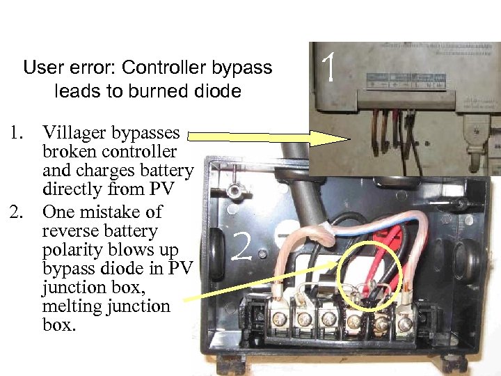 User error: Controller bypass leads to burned diode 1. Villager bypasses broken controller and