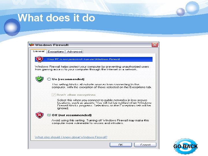 What does it do GO BACK 