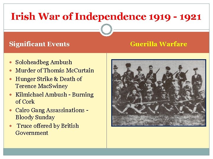 Irish War of Independence 1919 - 1921 Significant Events Soloheadbeg Ambush Murder of Thomás