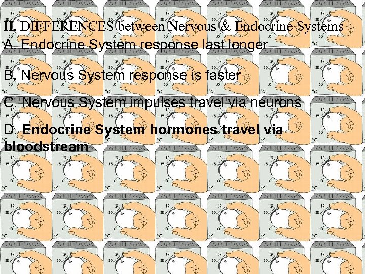 II. DIFFERENCES between Nervous & Endocrine Systems A. Endocrine System response last longer B.