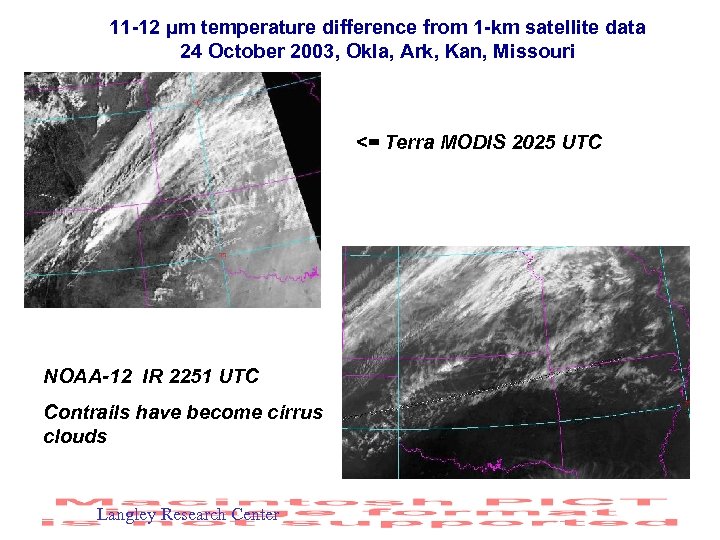 11 -12 µm temperature difference from 1 -km satellite data 24 October 2003, Okla,