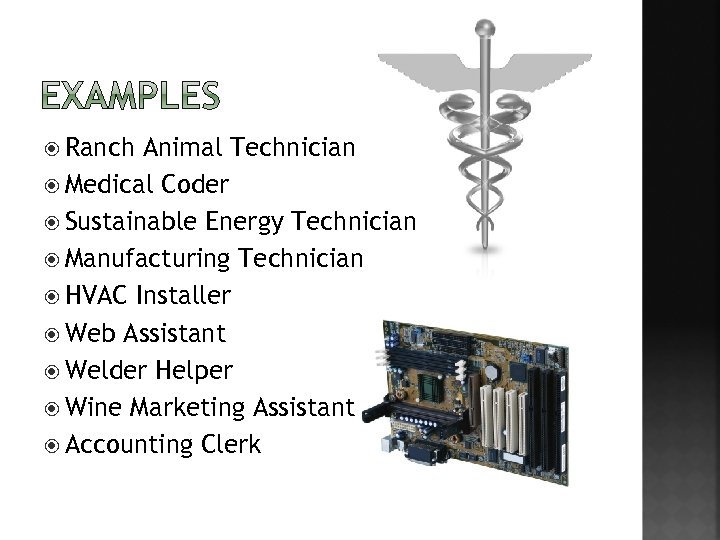  Ranch Animal Technician Medical Coder Sustainable Energy Technician Manufacturing Technician HVAC Installer Web