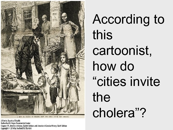 According to this cartoonist, how do “cities invite the cholera”? 