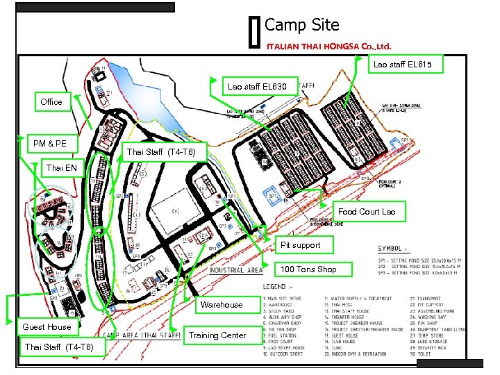 Camp Site ITALIAN THAI HONGSA Co. , Ltd. Lao staff EL 615 Lao staff