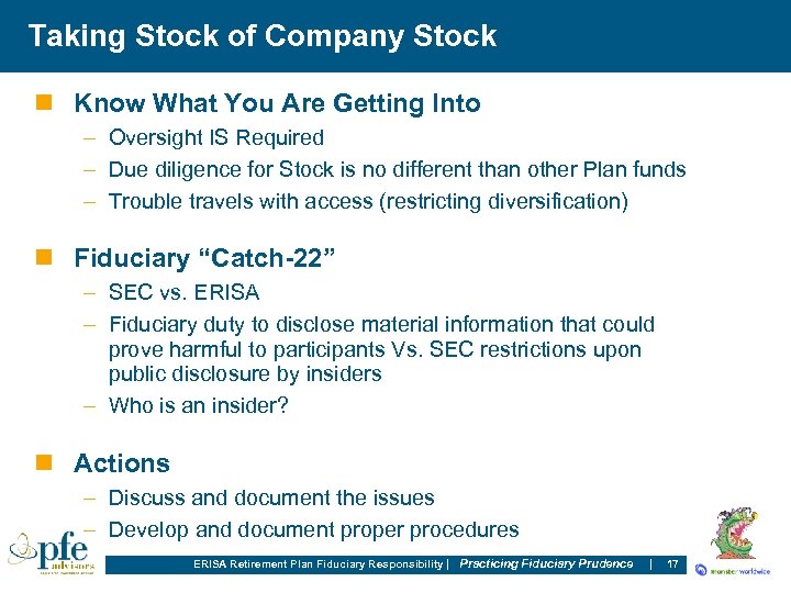 Taking Stock of Company Stock n Know What You Are Getting Into – Oversight
