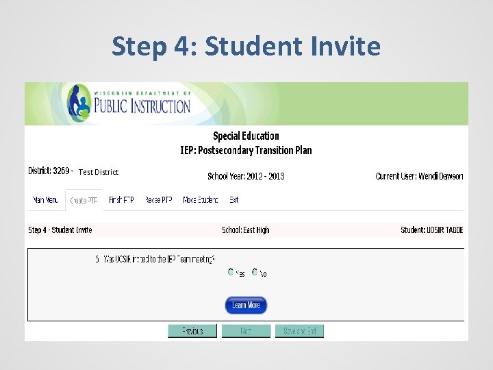 Step 4: Student Invite Test District 