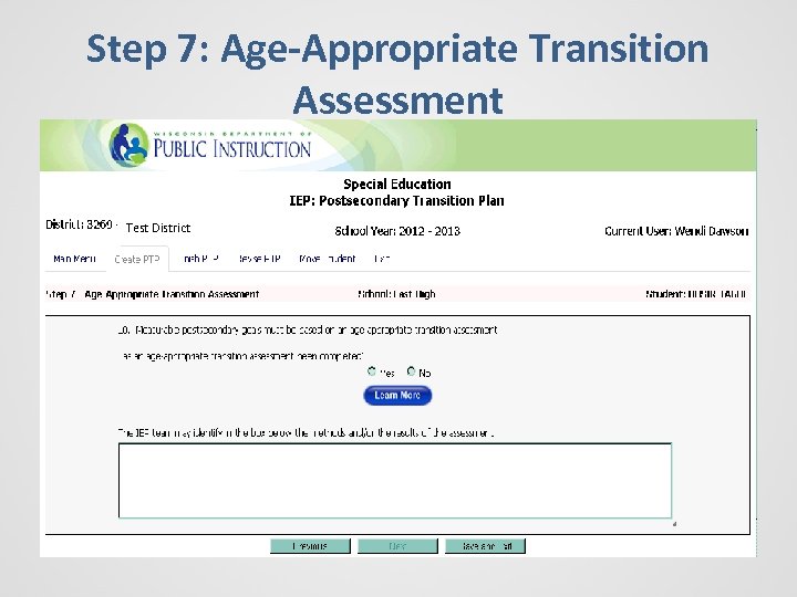 Step 7: Age-Appropriate Transition Assessment Test District 