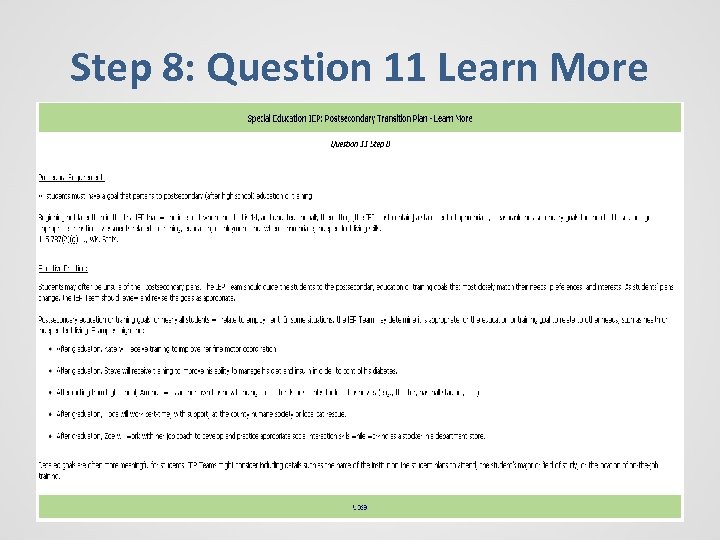 Step 8: Question 11 Learn More 