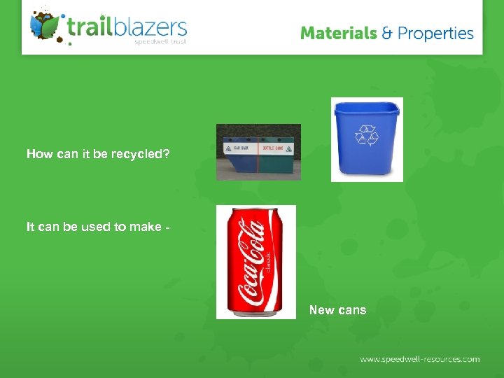 How can it be recycled? It can be used to make - New cans