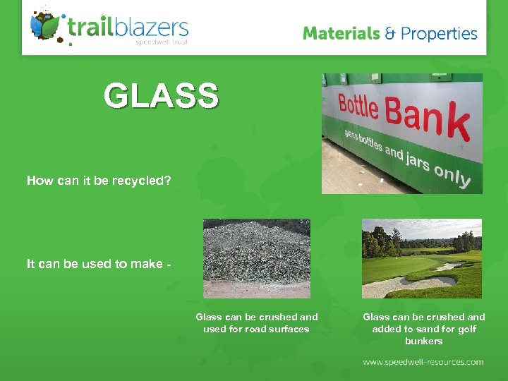 GLASS How can it be recycled? It can be used to make - Glass