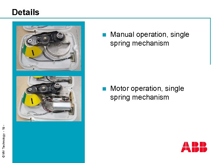 Details Manual operation, single spring mechanism n © MV Technology - 19 - n