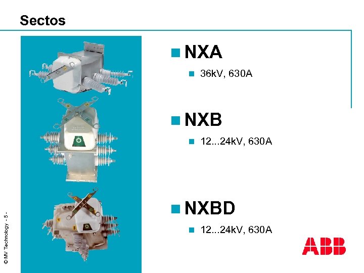 Sectos n NXA n 36 k. V, 630 A n NXB © MV Technology