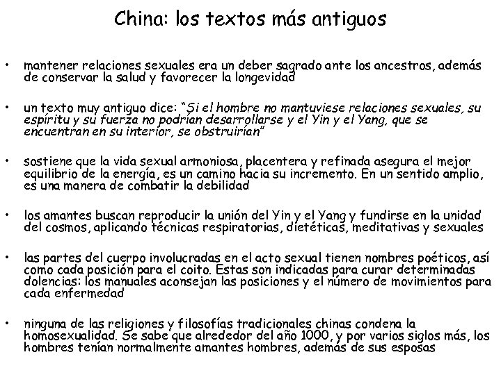China: los textos más antiguos • mantener relaciones sexuales era un deber sagrado ante