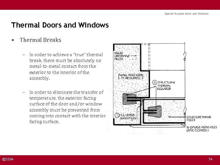 Special Purpose Doors and Windows Thermal Doors and Windows • Thermal Breaks – In