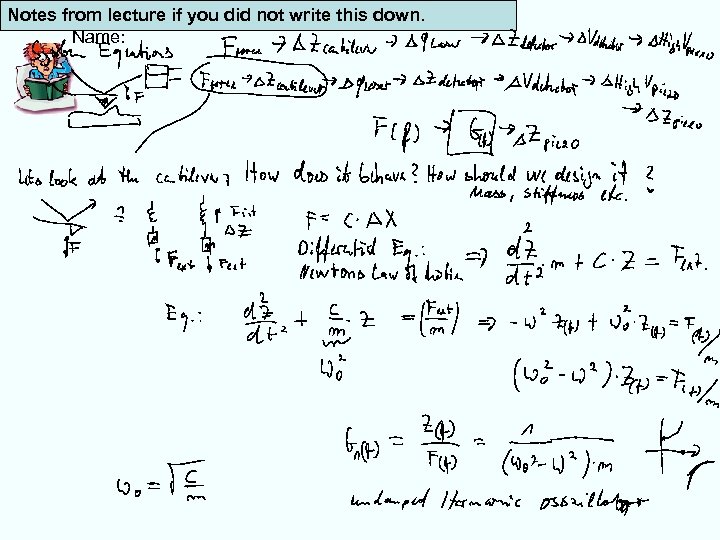  Homework/Test questions did not write this down. Notes from lecture if you Name:
