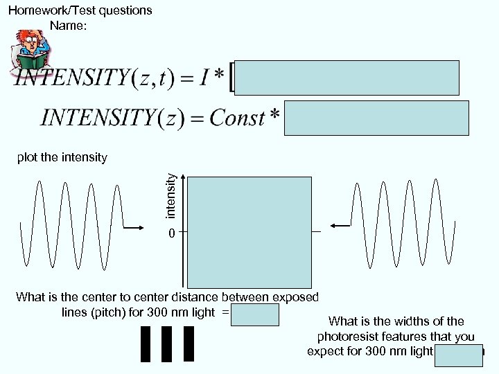  Homework/Test questions Name: intensity plot the intensity 0 What is the center to