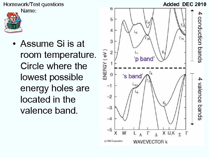  Homework/Test questions Name: • Assume Si is at room temperature. Circle where the