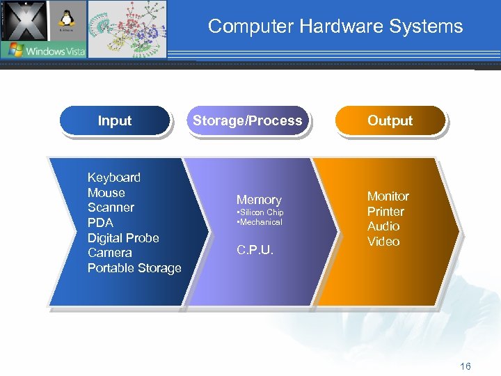 Computer Hardware Systems Input Keyboard Mouse Scanner PDA Digital Probe Camera Portable Storage/Process Memory