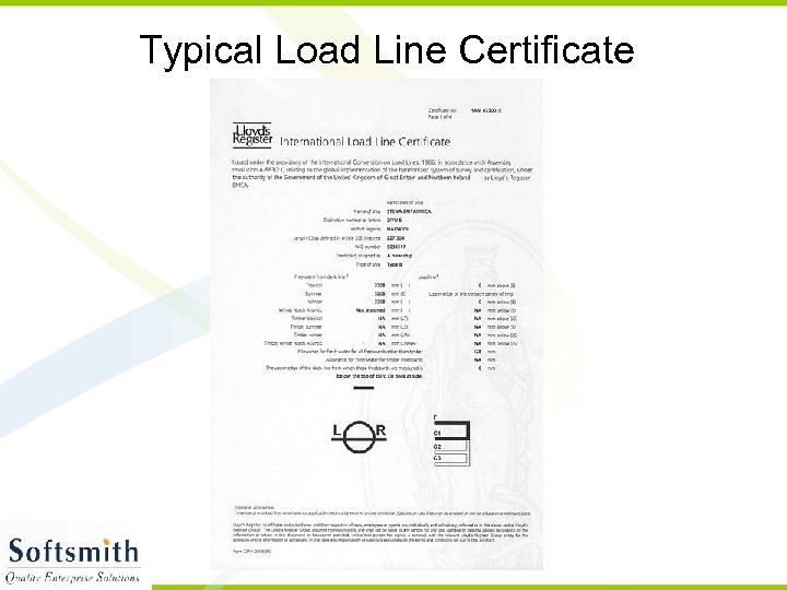 Typical Load Line Certificate 