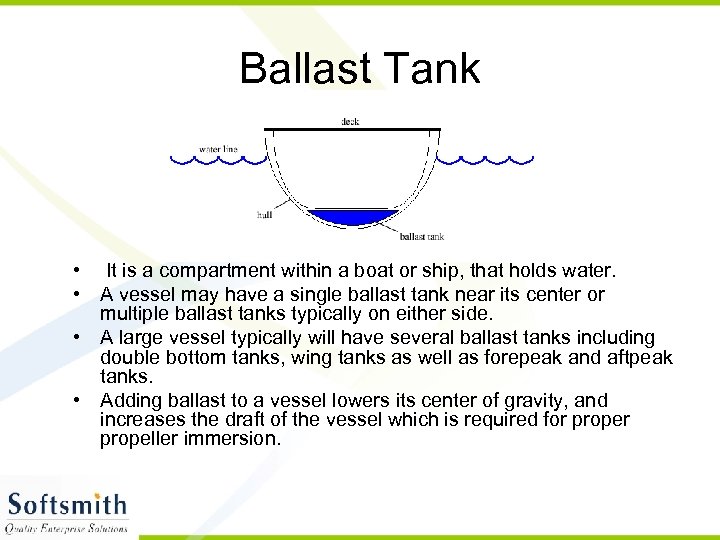 Ballast Tank • It is a compartment within a boat or ship, that holds