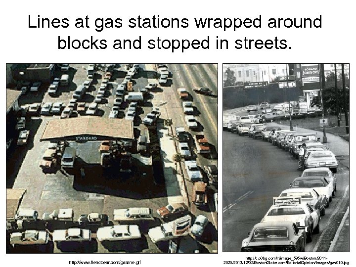 Lines at gas stations wrapped around blocks and stopped in streets. http: //www. fiendbear.