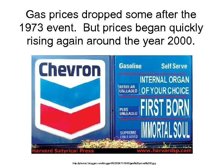 Gas prices dropped some after the 1973 event. But prices began quickly rising again