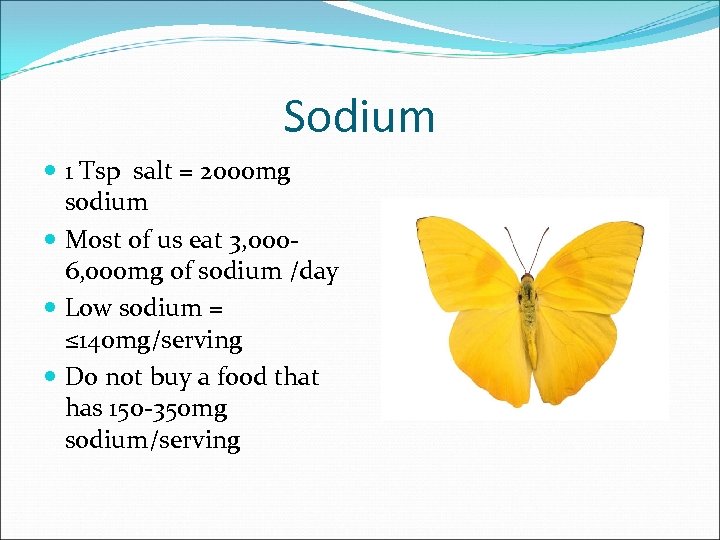 Sodium 1 Tsp salt = 2000 mg sodium Most of us eat 3, 0006,