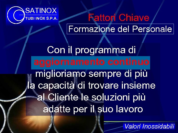 SATINOX TUBI INOX S. P. A. Fattori Chiave Formazione del Personale Con il programma