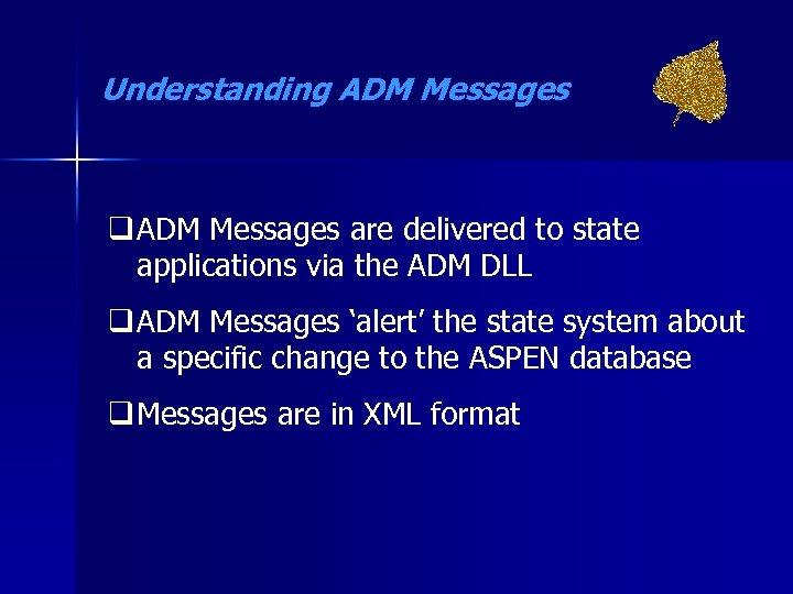 Understanding ADM Messages q ADM Messages are delivered to state applications via the ADM