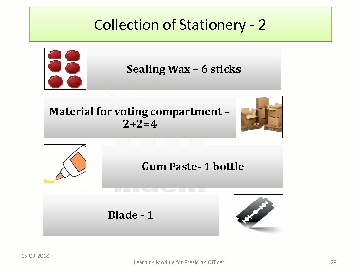 Collection of Stationery - 2 Sealing Wax – 6 sticks Material for voting compartment