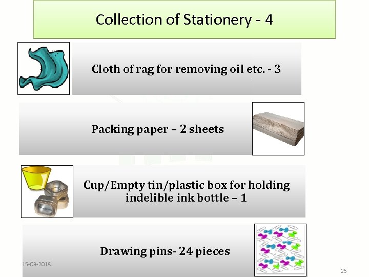Collection of Stationery - 4 Cloth of rag for removing oil etc. - 3