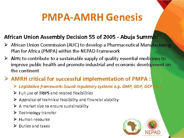 PMPA-AMRH Genesis African Union Assembly Decision 55 of 2005 - Abuja Summit: Ø African