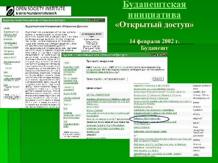 Будапештская инициатива «Открытый доступ» 14 февраля 2002 г. Будапешт 