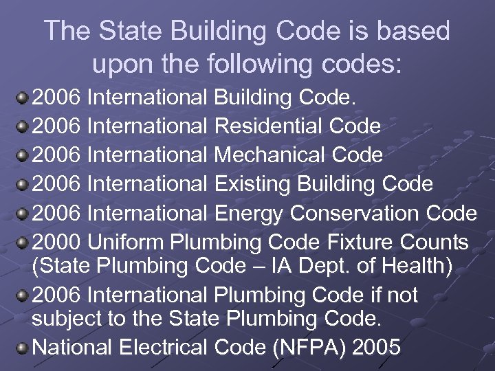 The Iowa State Building Code And Its Application
