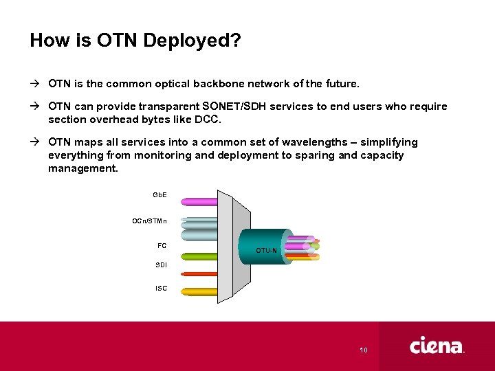 How is OTN Deployed? OTN is the common optical backbone network of the future.