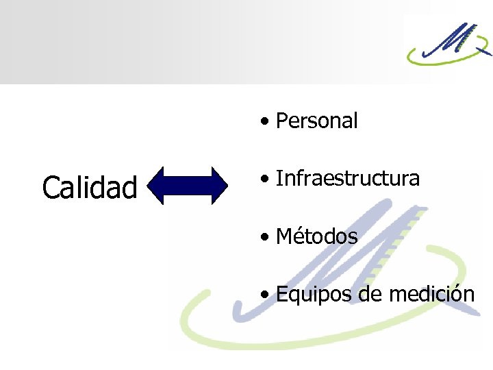  • Personal Calidad • Infraestructura • Métodos • Equipos de medición 