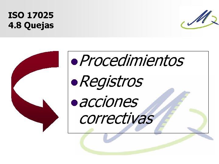 ISO 17025 4. 8 Quejas l. Procedimientos l. Registros lacciones correctivas 